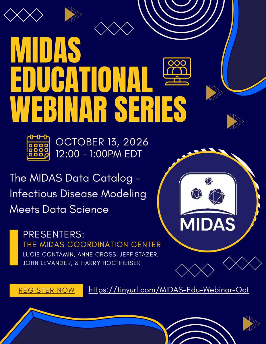 MIDAS_Network's tweet photo. Don't forget to register for next week's MIDAS Educational Webinar Series, featuring the MIDAS Coordination Center discussing the MIDAS Data Catalog.

Register: https://t.co/oXHPi2fxRy https://t.co/7vuOV21wfU