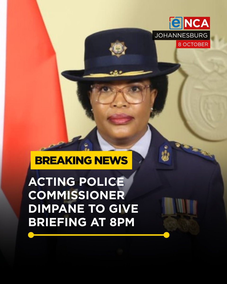 eNCA's tweet photo. [BREAKING] Acting Police Commissioner Puleng Dimpane will give a briefing at 8pm following clashes between South African residents and foreign nationals in Soweto, Johannesburg. Tune in to #eNCA, on #DStv403. https://t.co/zaYMQEtfOg