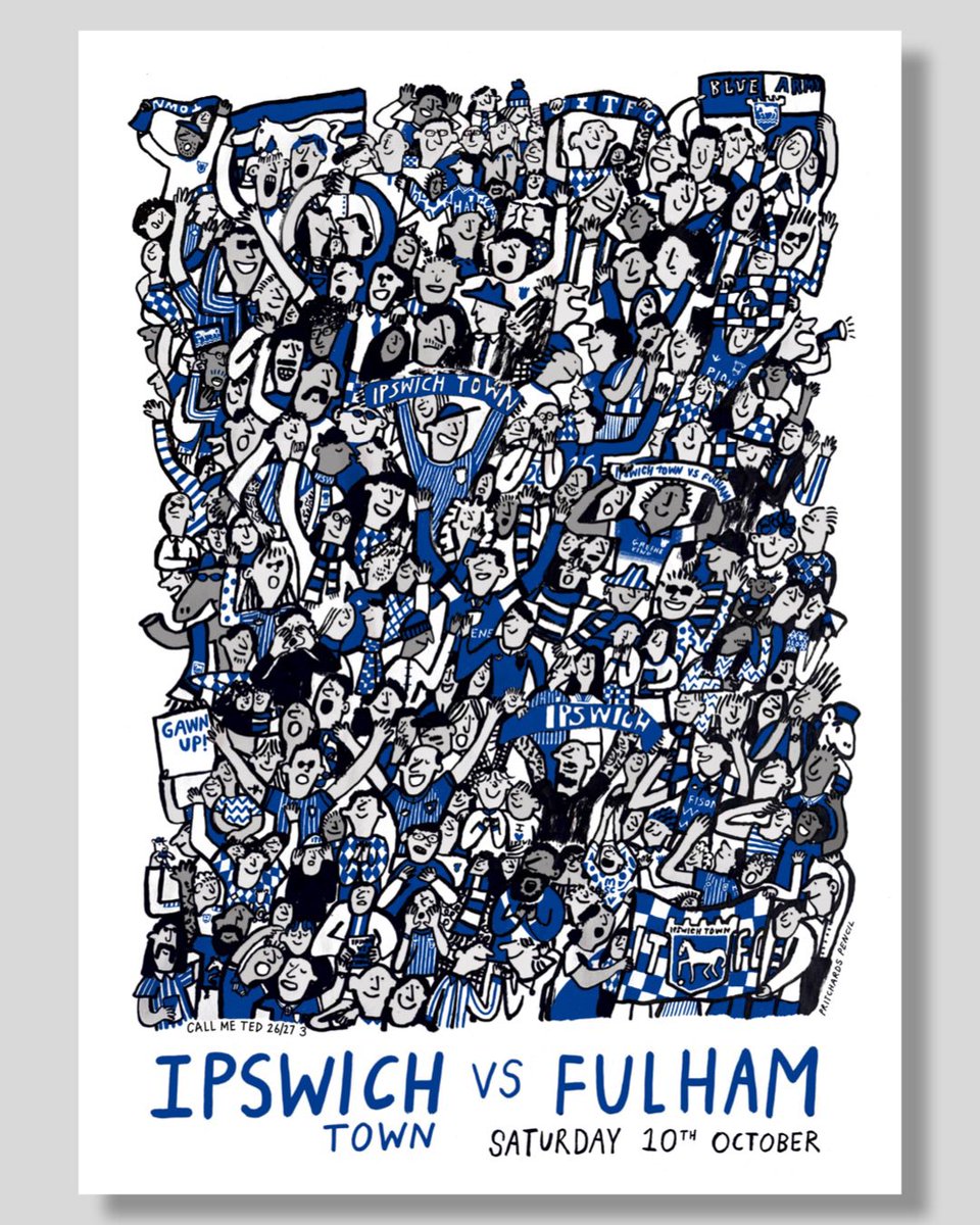 IpswichTown's tweet photo. Another home fixture, another @callmeteditfc matchday poster!
Celebrating our incredible fans… 👏
The die-hards, the families, the hipsters, the mascots.
Designed by @pritchards_pencil, this celebrates everyone who makes Portman Road what it is. 🏟️
Spotted in windows around town and available online at https://t.co/ipflk5iMpR.