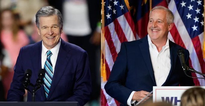 IAPolls2022's tweet photo. NORTH CAROLINA POLL — Senate

🟦 Roy Cooper: 50%
🟥 Michael Whatley: 43%
⬜️ Not sure: 7%

With leaners 
🟦 Roy Cooper: 53%
🟥 Michael Whatley: 46%
——
US House generic
🟦 Dem: 49%
🟥 GOP: 46%
——
• ECU 9/30–10/3 | 810 LV | CI ±4
• 2024 recalled vote: Trump 49–45 
https://t.co/lTn3ELgnhG