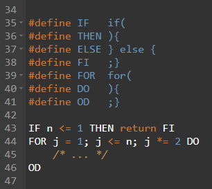 TrisH0x2A's tweet photo. Steve Bourne did not like C. the V7 Bourne shell is C, but the macros make it look like Algol 68 https://t.co/buWzVQwocG