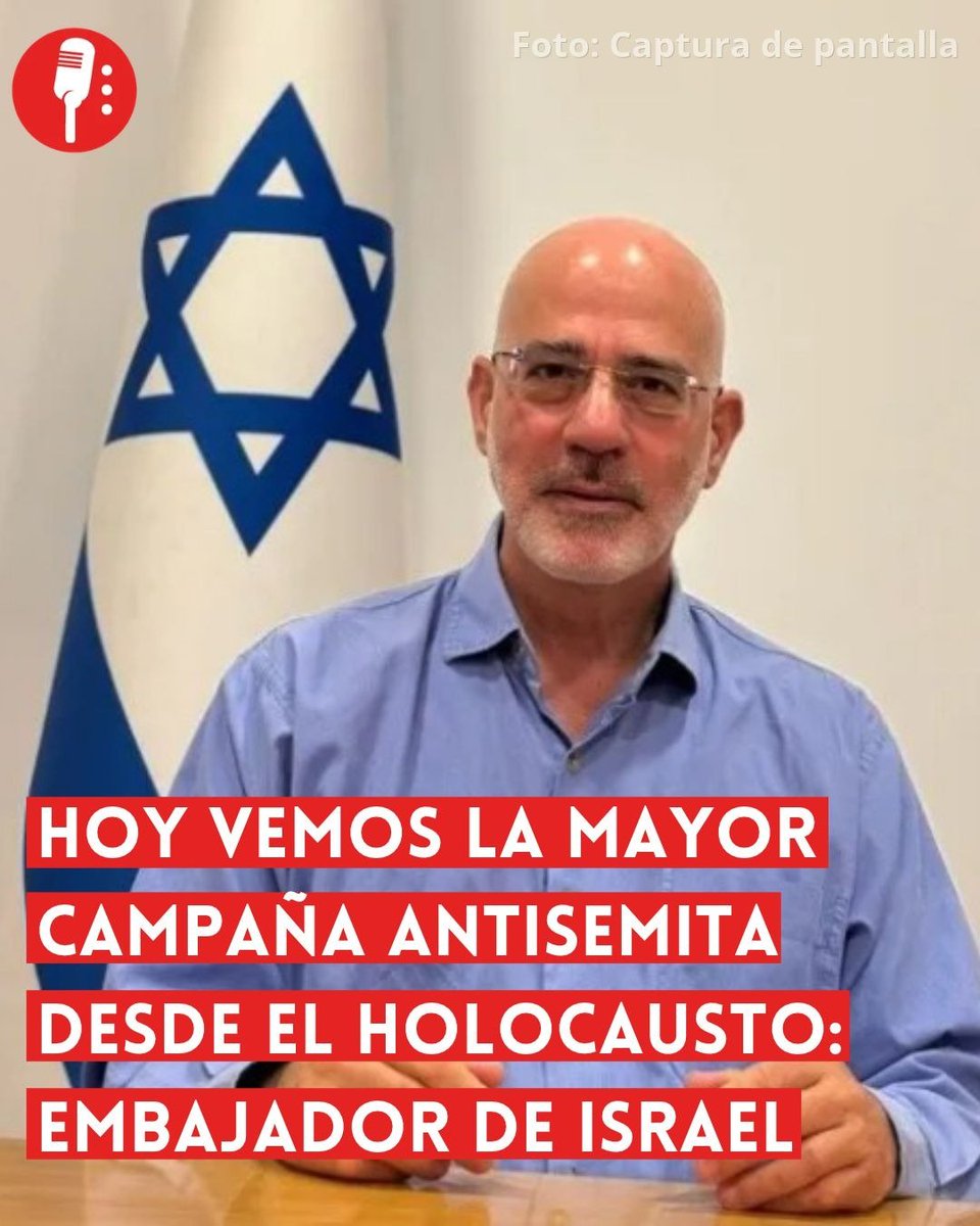 ReporterosMX_'s tweet photo. ⭕ OJO | HEMOS VISTO LA MAYOR CAMPAÑA ANTISEMITA DESDE EL HOLOCAUSTO, DICE EMBAJADOR DE ISRAEL EN MÉXICO

A tres años del ataque de Hamas del 7 de octubre de 2023, el embajador de Israel en México, Yoed Magen, aseguró que su país enfrenta la “mayor campaña antisemita desde el Holocausto”, una afirmación con la que buscó responder a las críticas internacionales contra la ofensiva israelí en Gaza. https://t.co/zkIhGel6WJ