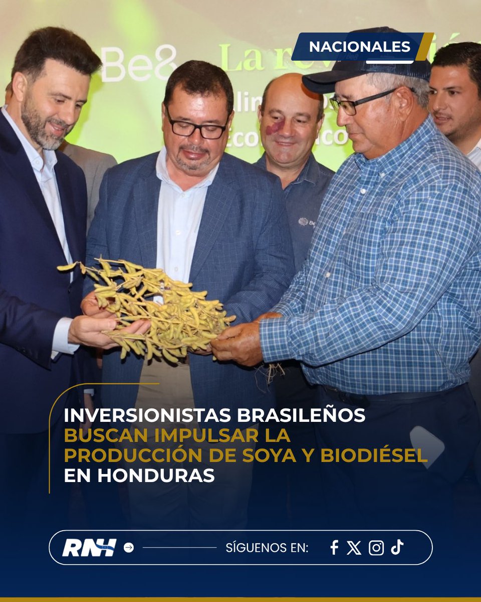 RTNH_Oficial's tweet photo. 🇭🇳🇧🇷 Honduras y la empresa brasileña Be8 exploran oportunidades para producir soya y biodiésel, con el objetivo de atraer inversiones, diversificar la agricultura y generar empleos.
#RNH #UnGobiernoQueHace #SAG #Inversión https://t.co/UyicLKEPxx