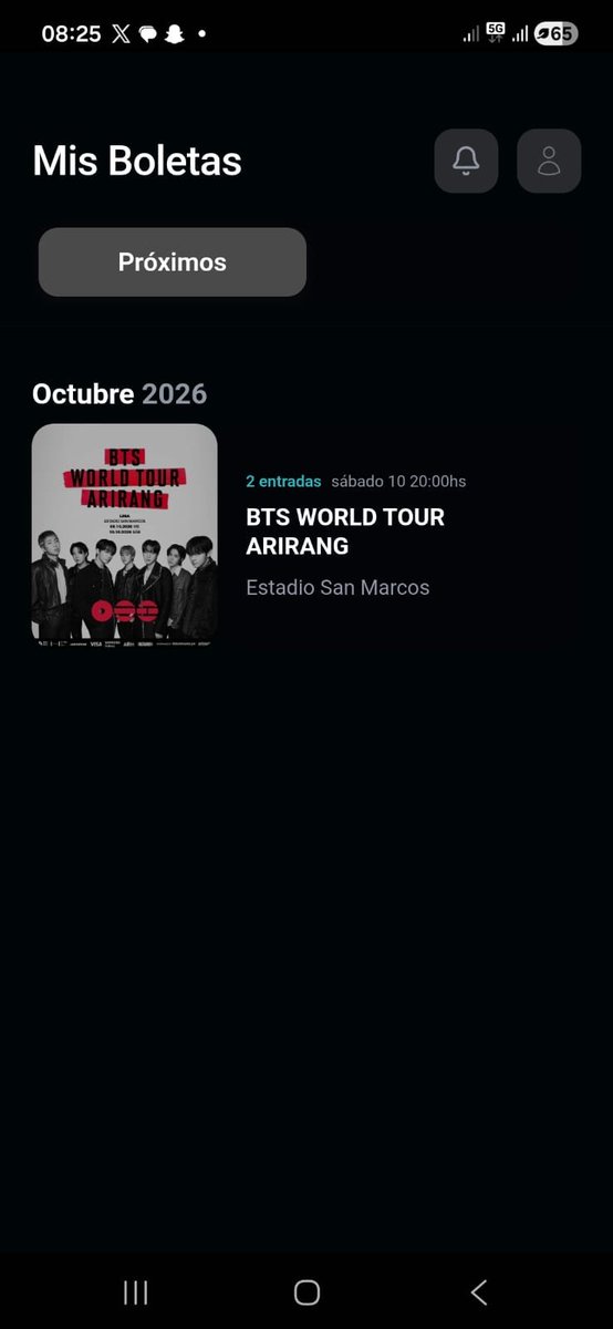 Yohan537's tweet photo. Vendo 2 entradas para BTS WORLD TOUR ARIRANG
📅 10 de octubre
📍 Estadio San Marcos, Lima
💔 Lamentablemente no podré asistir
💰 Solo pido lo que pagué
#BTS #BTSARIRANG #BTSLima #BTSARMY #ARMY #BTSWTARIRANG https://t.co/SY1tLgio8q