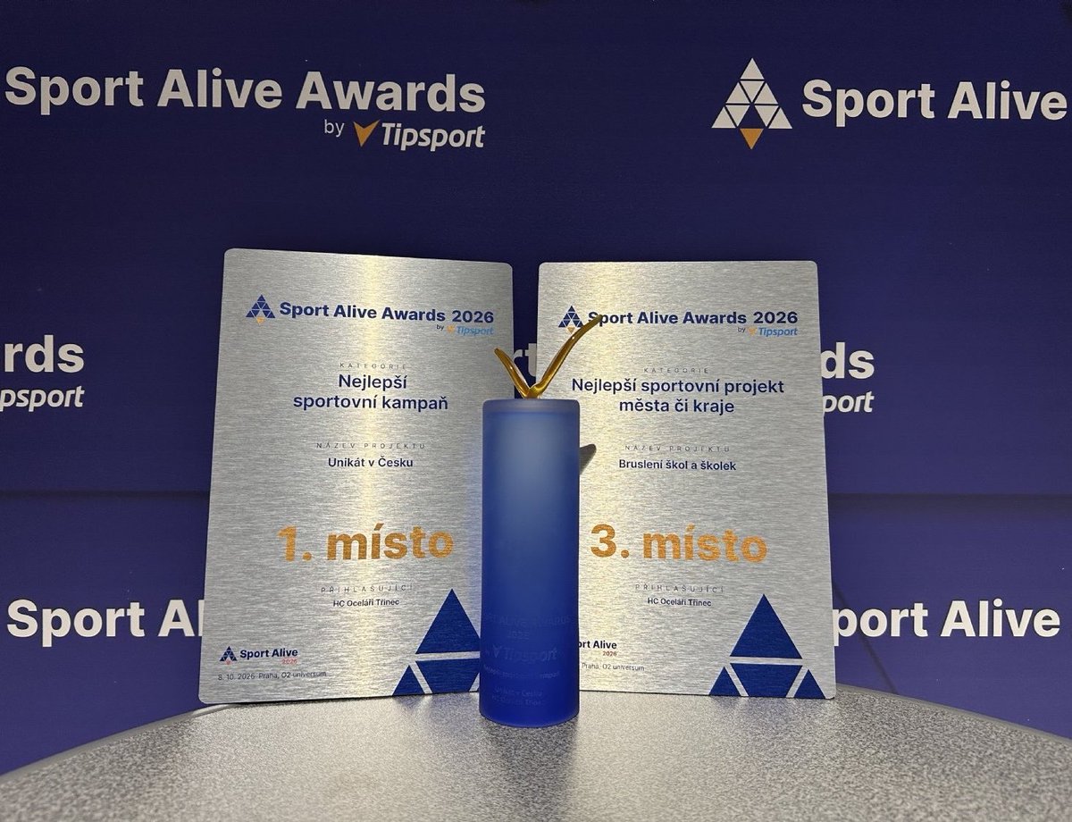 hcocelaricz's tweet photo. 🔥 Na prestižní sportovní konferenci @sport_alive jsme urvali hned dvě ocenění!

Unikát v Česku je nejlepší sportovní kampaní roku 2026, bronzový skončil projekt Bruslení škol a školek 🥇🥉 https://t.co/ONHvb504z5