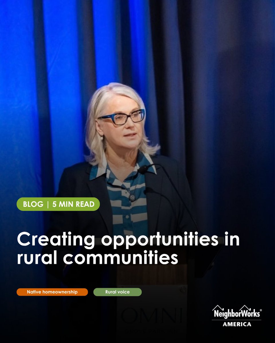 neighborworks's tweet photo. What helps create opportunities in rural America? Strong leaders and trusted partnerships, says Lee Anne Adams, chief operating officer at NeighborWorks® America.

Read more
https://t.co/0IwpA1y3jF https://t.co/JDCxDEcQbP