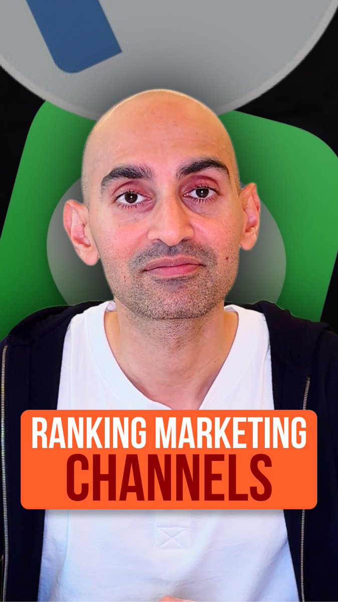A bald man in a white shirt and black hoodie stands before a green and white logo, with an orange banner reading 'RANKING MARKETING CHANNELS'.