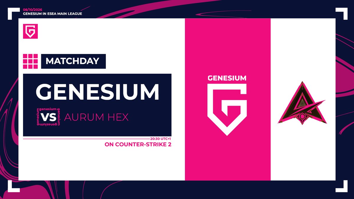 TeamGenesium's tweet photo. Match sur #CS2 - Ligue ESEA Main 🏆 par @ESEA @FACEITcs 🤝

Après une 1ère lourde défaite, nous entamons ce soir notre deuxième match de la saison 👊

🗓️ Nous affrontons les 🇬🇧 de @AurumHex à 20h30.

🎙️ @Ziven_g • https://t.co/R4bgudze4s

#WhereItBegins 👾 https://t.co/3ZIHohHdpI