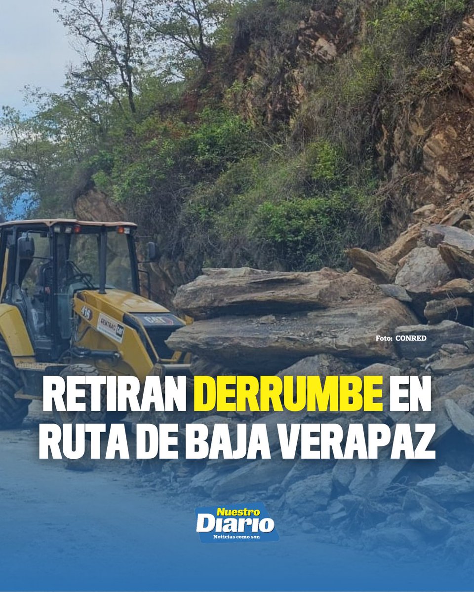 🚧⚠️ RETIRAN DERRUMBE EN RUTA DE BAJA VERAPAZ 🚜🚧 Personal de COVIAL realiza trabajos de limpieza por un derrumbe registrado en el kilómetro 164+600 de la r…
