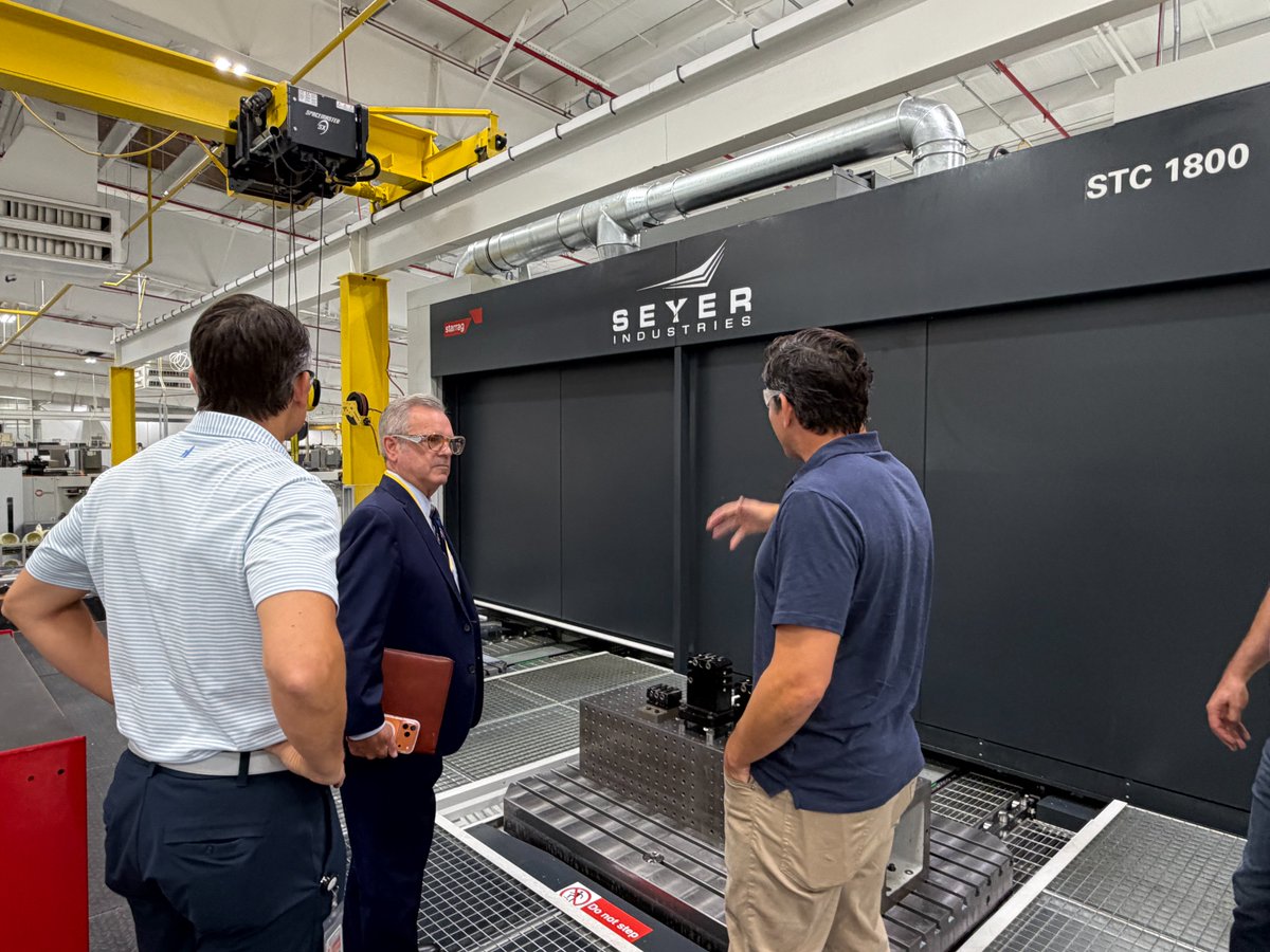 RepMarkAlford's tweet photo. 🦺Had a great time visiting @SeyerIndustries this morning.

They serve both military and commercial markets, specializing in hard metals.

Another example of Missouri stepping up and producing for our country. 💪 https://t.co/LXtn3T1hvB