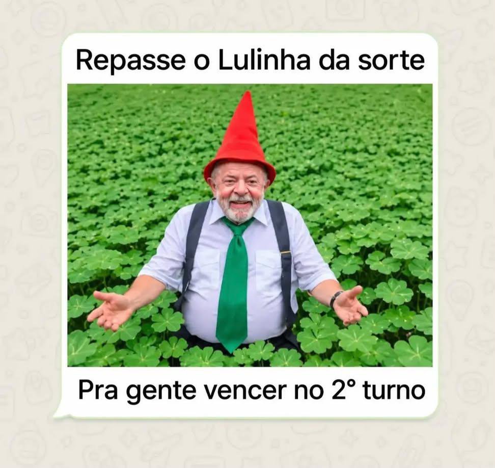 spanictina's tweet photo. Não sei quem fez o Lulinha da sorte mas eu amei o Lulinha da sorte rs "RT" pra ele vencer no 2° turno https://t.co/sL7uCn1jYv