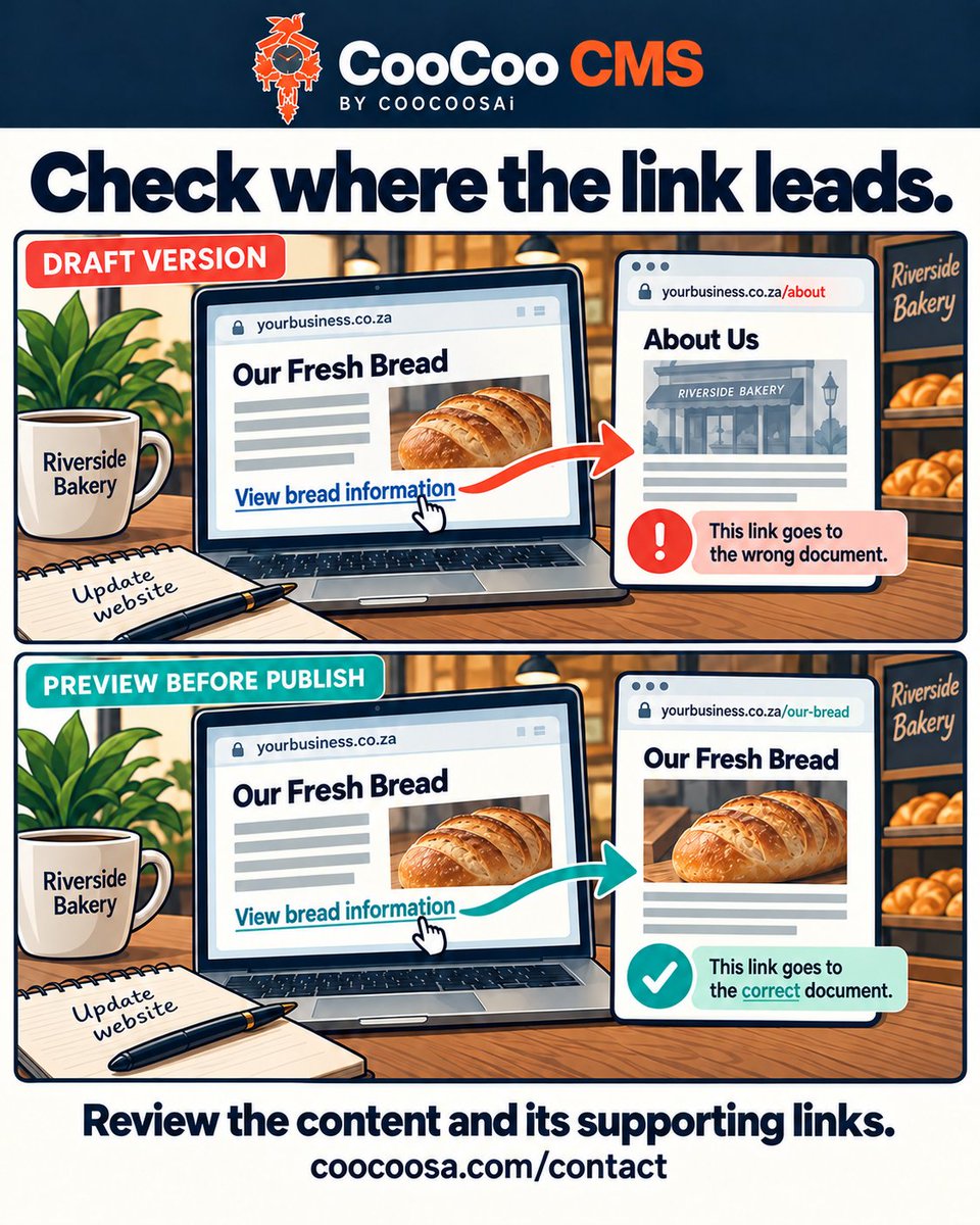CooCooCoZa's tweet photo. Check where the link leads.
Review the content and its supporting links.
Illustrative business example. Discuss your website and CMS: https://t.co/nM7l2cMvEH
#CooCooCMS #WebDesign https://t.co/Z3uNq9wuuD