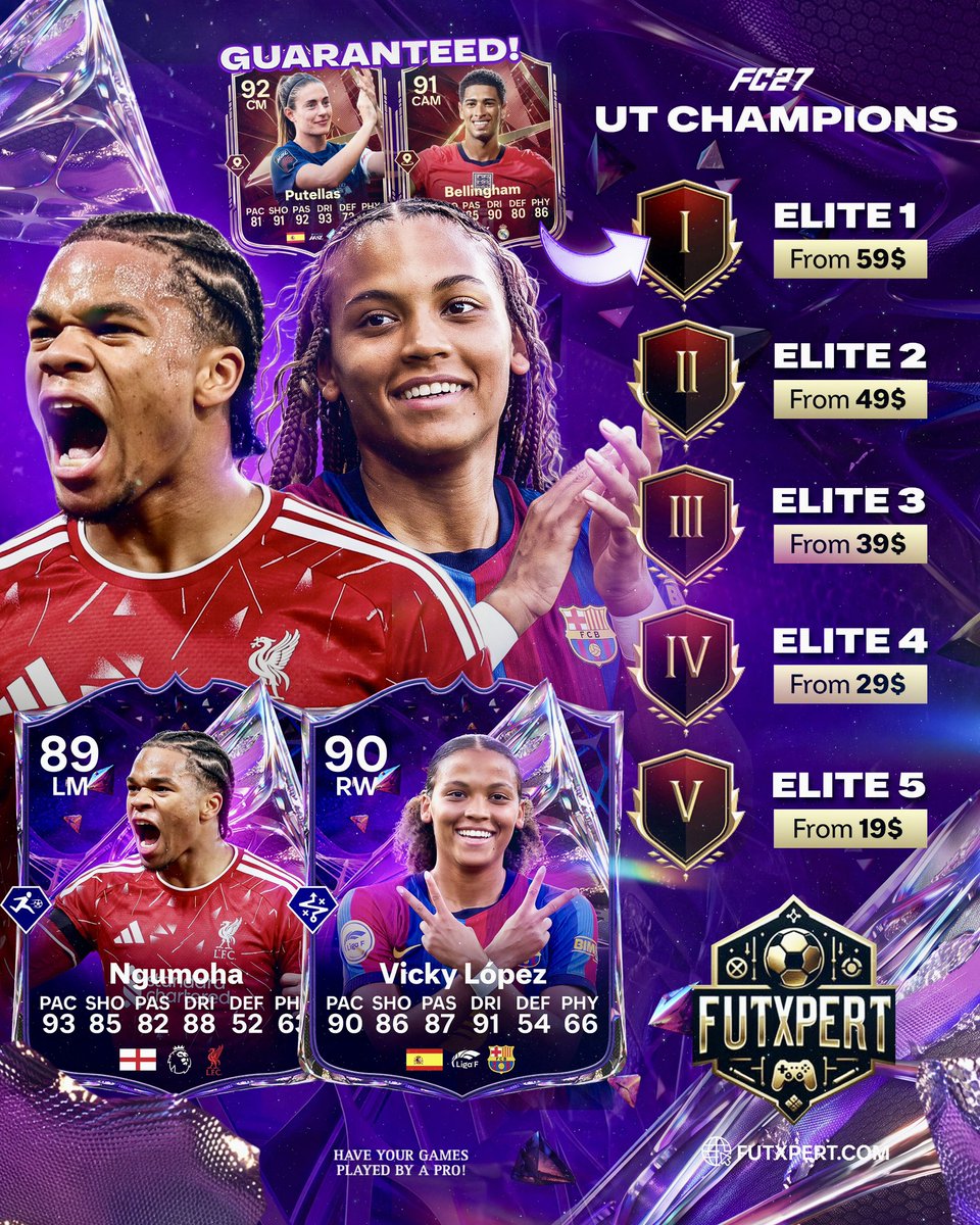 FutXpert's tweet photo. 🚨 Orders for Future Stars UT Champions are open 

Rank 1 comes easy for us 🤝

• Guaranteed the Best rewards 🔥
• Played by Pro Players ✅
• Safe &amp; Reliable WL service 👑

DM @FutXpert to order 📩 https://t.co/X2ICurdl2a