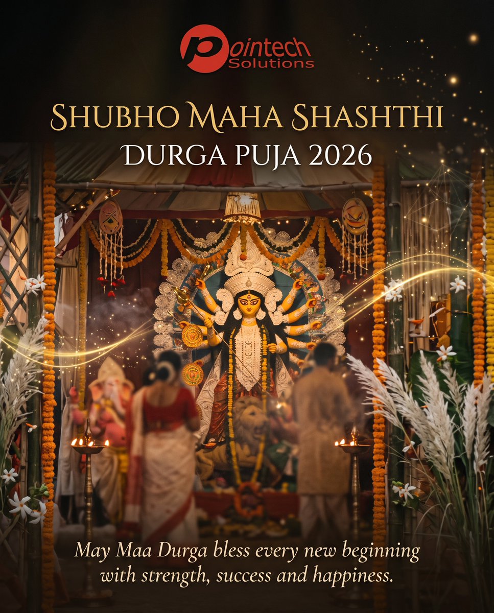 PointechS's tweet photo. 🌺 Shubho Mahashashti 2026! 🌺

Maa Durga is home! May her blessings bring happiness, strength, prosperity &amp; positivity to everyone. 🙏✨

Let the Pujo celebrations begin! 🥁❤️

#Mahashashti2026 #DurgaPuja2026 #MaaDurga #ShubhoMahashashti #Pujo2026 #pointechsolutions https://t.co/TICNB9NQN8