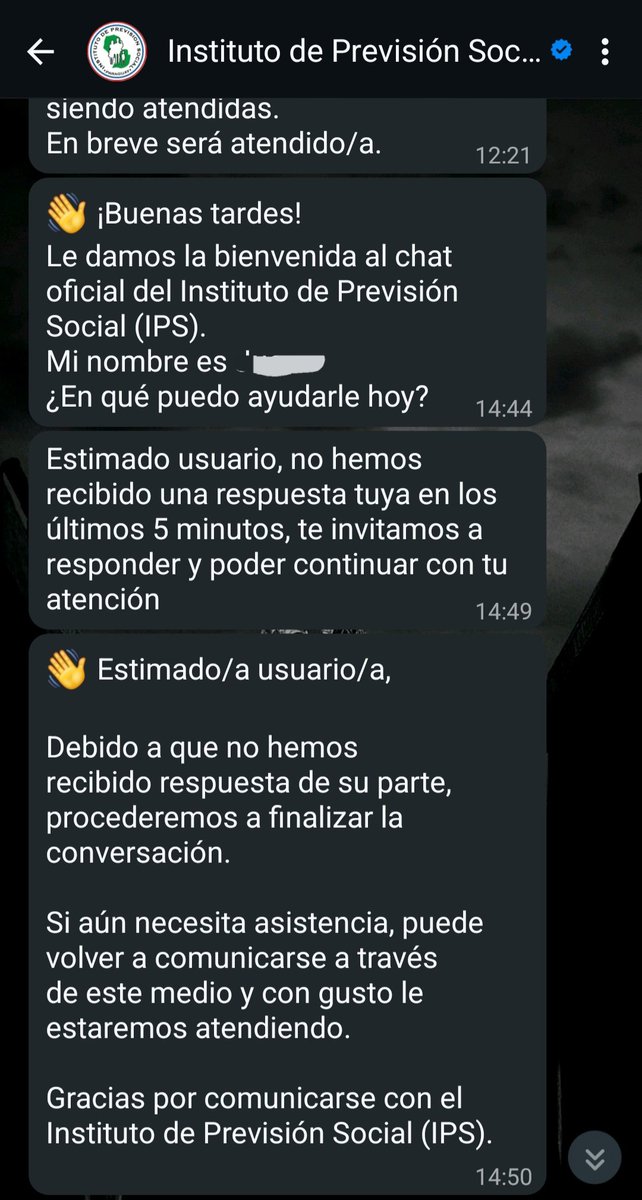 KariKarB's tweet photo. Una porquería su atención por WhatsApp @IPSParaguay , tardan más de 4hs en responder. Cuando por fin lo hacen, uno no responde a los 5min (Porque evidentemente está haciendo otras cosas, por eso no llama por teléfono) y cierran el chat. Todos los malditos meses se paga el seguro. https://t.co/NfyMfrSuxm