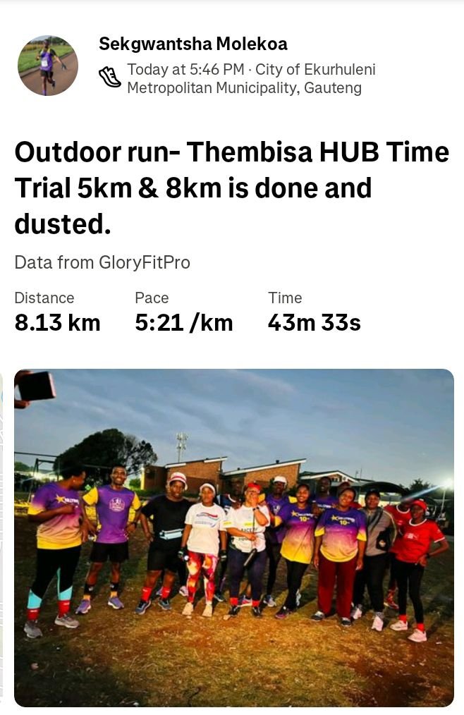 DeciousMolekoa's tweet photo. Thembisa Hub Time Trial 5km &amp; 8km is done and dusted at Thembisa Monneng. 🏃‍♂️🏃‍♂️💜💜
#LetsRunCGA 
#PurpleTeam💜💜💜
#IPaintedMyRun 
#SekgwantshaNeverGiveUp 
#HollywoodAthleticsClub 
#FetchYourBody2026 https://t.co/whxr1YN0qZ