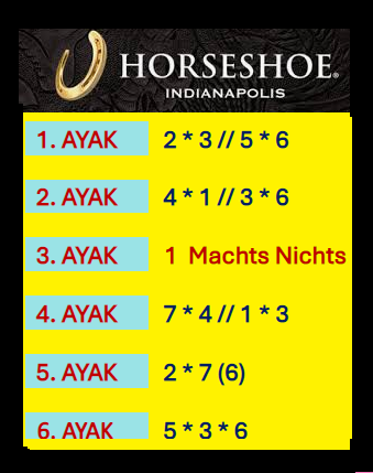 AyhanDevrimAkin's tweet photo. #Horseshoe #Indianapolis 🏇🇺🇸 #Indiana #Downs 🇺🇸🏇
08*Ekim 1. ve 2. Altılı Ganyan Şablonları...
Şansınız Bol Olsun. 🍀🍀🍀 https://t.co/356odkYWjm