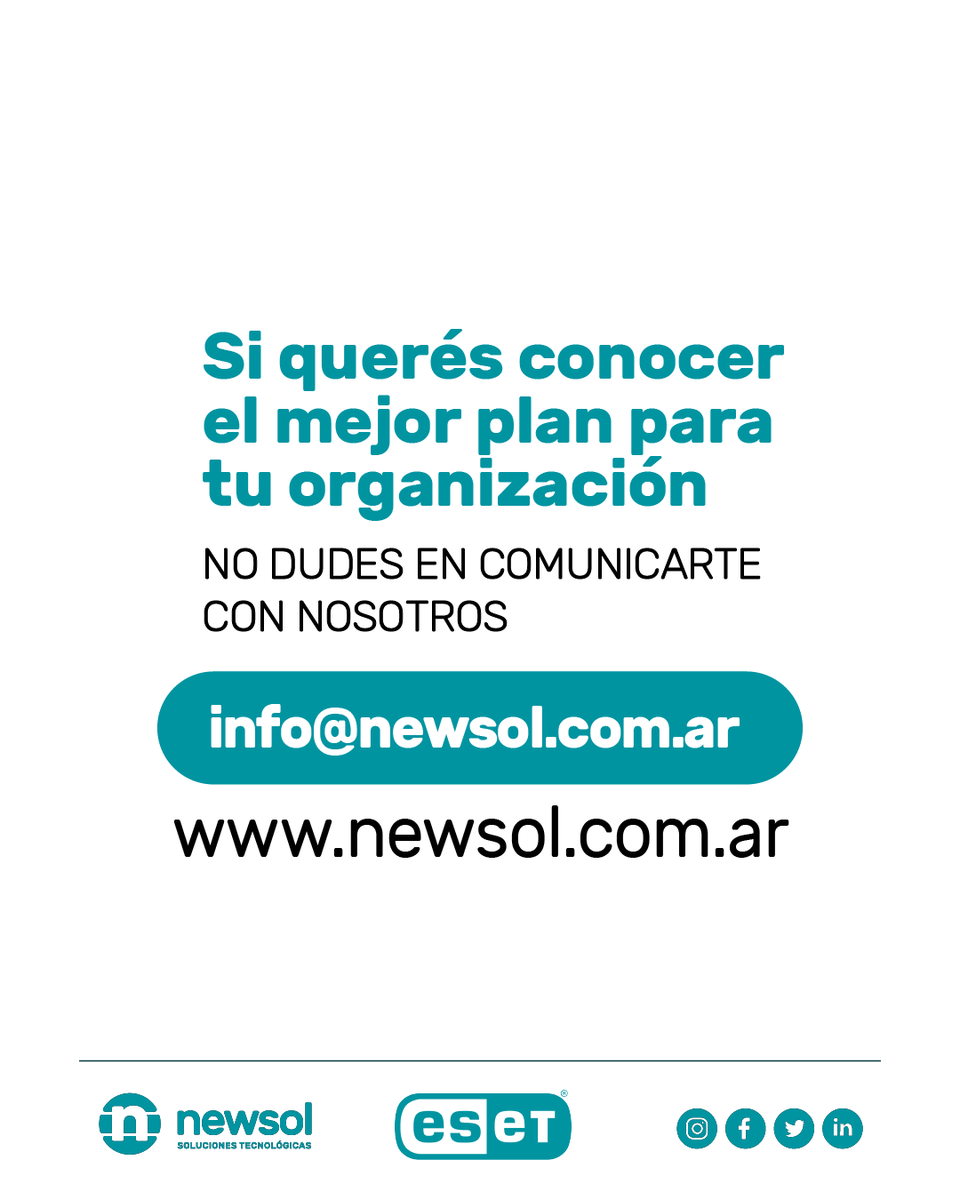 NewSolGroup's tweet photo. 🔐 Cada empresa necesita una protección diferente. Con ESET, protegé equipos, datos, redes, correo y nube con soluciones que se adaptan a tu negocio.

Consultanos y encontrá la opción ideal. Newsol Reseller oficial de soluciones ESET.

#ESET #Newsol #Ciberseguridad #Empresas https://t.co/fy4JEnqmOl