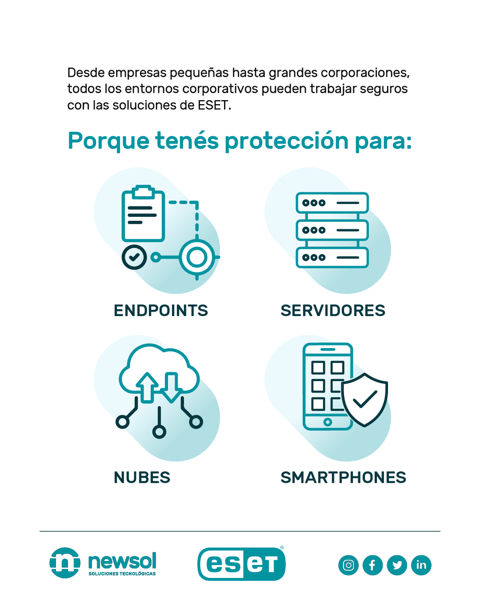 NewSolGroup's tweet photo. 🔐 Cada empresa necesita una protección diferente. Con ESET, protegé equipos, datos, redes, correo y nube con soluciones que se adaptan a tu negocio.

Consultanos y encontrá la opción ideal. Newsol Reseller oficial de soluciones ESET.

#ESET #Newsol #Ciberseguridad #Empresas https://t.co/fy4JEnqmOl