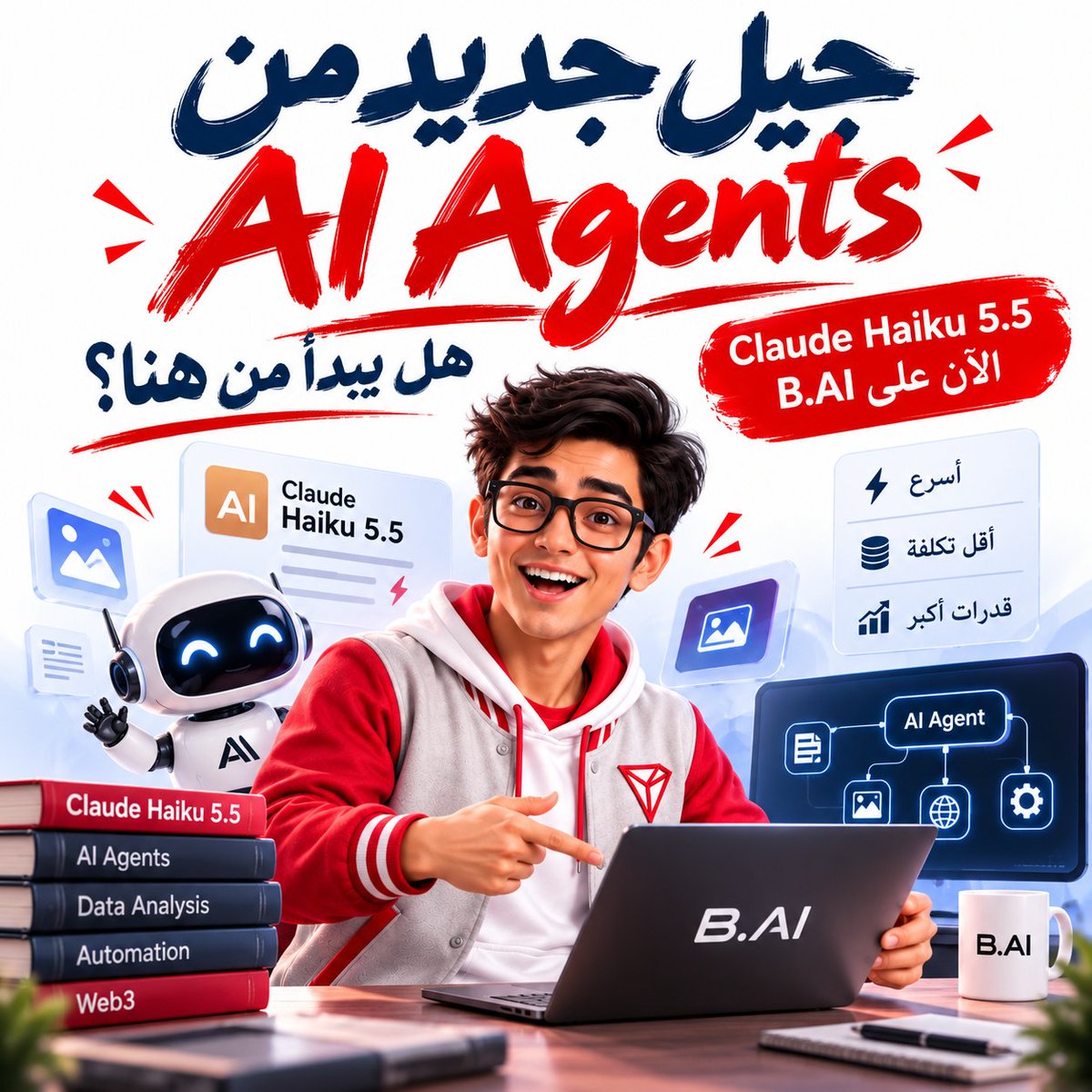 Cyber_01_7's tweet photo. 📢🔻| منصة https://t.co/o2JoUm32KM بتفتح باب جديد للـAI Agents وClaude Haiku 5.5 دخل المنصة 🤖✨

الحكاية بدأت من سؤال بسيط

لو الـAI بقى جزء أساسي من شغلنا اليومي هل لازم نختار بين السرعة والذكاء والتكلفة 🤔

بتحاول @BAI_AGI  تقدم إجابة مختلفة مع إضافة Claude Haiku 5.5 أحدث نموذج من Anthropic والمصمم تحديدًا للمهام اللي محتاجة استجابة سريعة ⚡ وتكلفة منخفضة 💰 وقدرة على التعامل مع أحجام استخدام كبيرة 📊

🔥 طيب إيه اللي بيخلي Haiku 5.5 مهم

النموذج اتصمم للمهام اللي بتحصل بشكل متكرر وعلى نطاق واسع زي

🔹 تلخيص المستندات والمحادثات 📝
🔹 استخراج المعلومات من كميات كبيرة من البيانات 🔎
🔹 تصنيف وتنظيم المحتوى 🗂️
🔹 توجيه الطلبات والـRouting 🔄
🔹 دعم العملاء بشكل مباشر 💬
🔹 المساعدة في مهام الـAI Agents 🤖
🔹 التعامل مع الأدوات والـWorkflows المختلفة ⚙️

والأهم إن النموذج بيدعم Adaptive Thinking يعني يقدر يوازن بين عمق التفكير وسرعة التنفيذ حسب طبيعة المهمة ⚡

🧠 والرقم اللي يستحق الانتباه

بيدعم Haiku 5.5 سياق يصل إلى مليون Token مع إمكانية إخراج تصل إلى 128 ألف Token بالإضافة إلى فهم النصوص والصور واستخدام الأدوات ضمن الـAgent Workflows 🛠️

يعني بدل ما تتعامل مع نمو��ج مخصص بس للأسئلة القصيرة

أنت قدام نموذج يقدر يتعامل مع مستندات ضخمة 📚 ومعلومات كثيرة 📊 وصور ���️ ومهام متتابعة وعمليات تحتاج استجابة سريعة ⚡

💰 والتكلفة كمان جزء من الحكاية

شركة @AnthropicAI بتقول إن Haiku 5.5 بيكلف في المتوسط حوالي 75% أقل في التشغيل من Haiku 4.5 وده مهم جدًا لما تكون بتشغل AI على عدد كبير من الطلبات أو بتبني Agent بيشتغل بشكل مستمر 📉🤖

وهنا https://t.co/o2JoUm32KM بتدخل الصورة بشكل مباشر

بدل ما النموذج يفضل مجرد إعلان أو تقنية جديدة بقى متاح داخل https://t.co/o2JoUm32KM كـclaude-haiku-5.5 مع إمكانية استخدامه

✅ للمهام السريعة ⚡
✅ تحليل الصور 🖼️
✅ التلخيص 📝
✅ الاستخراج 🔎
✅ الـAgent Workflows ⚙️

🎯 وده بالذات مهم في عالم الـBlockchain وTRON 🔗

لأن المرحلة الجاية من Web3 مش هتكون مجرد إن الإنسان يدخل ويضغط زر

لكن ممكن يكون عندك AI Agent يفهم المطلوب ويحلل البيانات ويتعامل مع الأدوات وينفذ سلسلة من المهام بشكل أسرع وأكثر استقلالية 🚀

وده بيقربنا من الصورة اللي بيتكلم عنها مج��مع TRON حاليًا

AI 🤖 + Agents 🧠 + Blockchain 🔗 + Stablecoins 💵

ومع توسع استخدام الـAI Agents النماذج السريعة والمنخفضة التكلفة ممكن تلعب دور مهم في تشغيل المهام المتكررة بدل استخدام نموذج ضخم ومكلف لكل عملية ⚡💡

✍️ يعني ببساطة

نموذج Claude Haiku 5.5 مش مجرد Model جديد

هو محاولة لتحويل الـAI من أداة بتستخدمها وقت ما تحتاجها إلى طبقة تشغيل سريعة تقدر تعتمد عليها داخل تطبيقات وAgents بتشتغل باستمرار 🤖⚙️

والسؤال هنا بقى 👀👇

لو قدامك AI Agent سريع بيفهم الصور والنصوص ويقدر يستخدم الأدوات ويتعامل مع سياق يصل لمليون Token

إيه أول مهمة هتخليه يعملها بدلًا منك 🤖🔥

⁉️شاركنا اجابتك في ا��تعليقات 👇

🧪 لتجربة المنصة

[https://t.co/o2JoUm32KM Chat]
https://t.co/NJfdB29ior

📚 لمزيد من التفاصيل عن Claude Haiku 5.5 على https://t.co/o2JoUm32KM

[https://t.co/o2JoUm32KM Docs — Claude Haiku 5.5]
https://t.co/1Z1Gqq4nhm

 #BAI
#TRON #TGF #TRONGlobalFriends