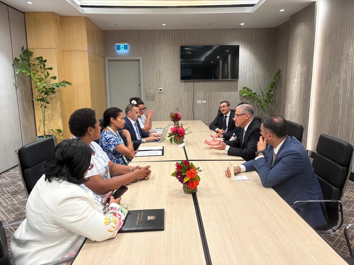 Mukhtar_Babayev's tweet photo. It was a pleasure to meet with Ms. Lynda Tabuya, Fiji’s Minister for Information, Environment and Climate Change, during #PreCOP31.

We discussed Azerbaijan’s solidarity with #SIDS, the importance of keeping their priorities high on the global climate agenda, and opportunities for practical cooperation and joint initiatives with Fiji, including at #COP31.

My sincere appreciation to Minister Tabuya and the people of Fiji for the exceptional hospitality, attention and warm Pacific spirit extended to our delegation throughout our visit.