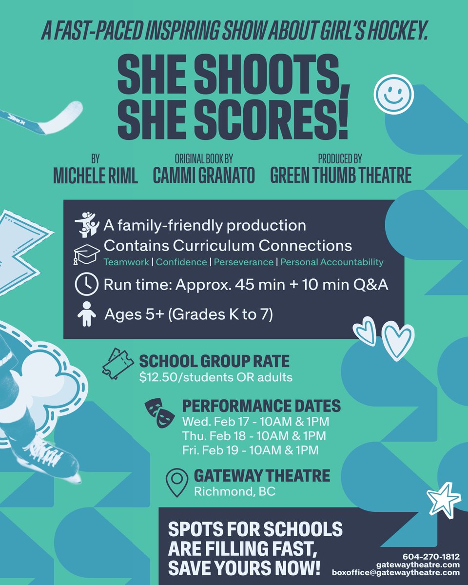 GatewayThtr's tweet photo. Calling all educators! 📣

This season, we're excited to present @gr_thumbtheatre's new show She Shoots, She Scores!, a Theatre for Young Audiences show about a girl and her love of hockey, and we want you to bring your class! 🏒

Learn more at https://t.co/YIX9K2X2bH. 🔗 https://t.co/LGIWjNVFZk