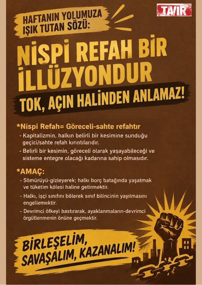 TavirYeni3's tweet photo. TAVIR:

Haftanın Yolumuza Işık Tutan Sözü;

Nispi Refah Bir İllüzyondur.
Tok, Açın Halinden Anlamaz!

#Kültür #Sanat https://t.co/9IrYx93zqQ