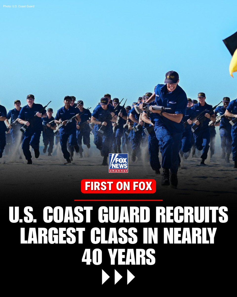 EmilyA147369's tweet photo. The U.S. Coast Guard recruited its largest class of recruits in nearly 40 years, exceeding its recruitment target for the third consecutive year. In fiscal year 2026, the Coast Guard recruited 5,445 active-duty soldiers, up from 5,204 in fiscal year 2025 and 4,422 in fiscal year 2024. In addition, the Coast Guard awarded 346