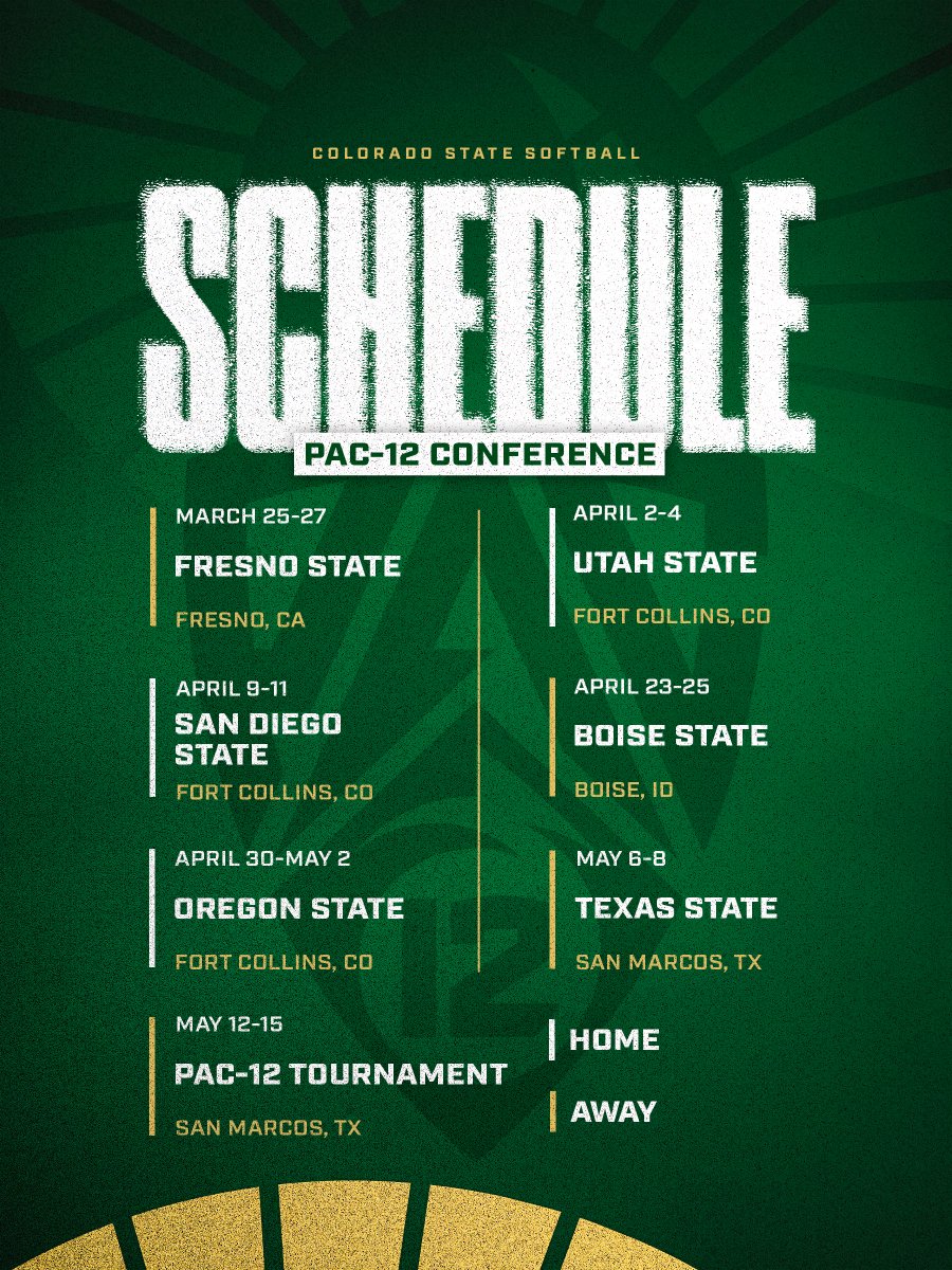 CSUSoftball's tweet photo. 𝐎𝐔𝐑 𝐏𝐀𝐂-𝟏𝟐 𝐂𝐎𝐍𝐅𝐄𝐑𝐄𝐍𝐂𝐄 𝐒𝐂𝐇𝐄𝐃𝐔𝐋𝐄 𝐈𝐒 𝐇𝐄𝐑𝐄 👀

Mark your calendars: our inaugural Pac-12 season is coming to Ram Field 🔜 https://t.co/mnTWCDPZQo