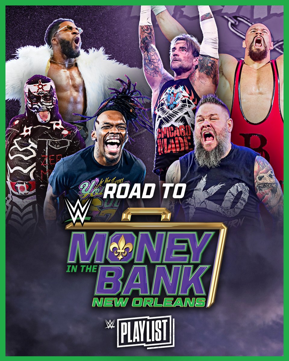 WWE's tweet photo. Watch every Money in the Bank Qualifying Match before @CMPunk, @FightOwensFight, @PENTAELZEROM, @bronbreakkerwwe, @WWEJeVonEvans and @_trickwilliams battle for an opportunity of a lifetime at WWE Money in the Bank 2026 at the Smoothie King Center in New Orleans. #MITB

#WWEPlaylist▶️: https://t.co/It1vW6MSuS