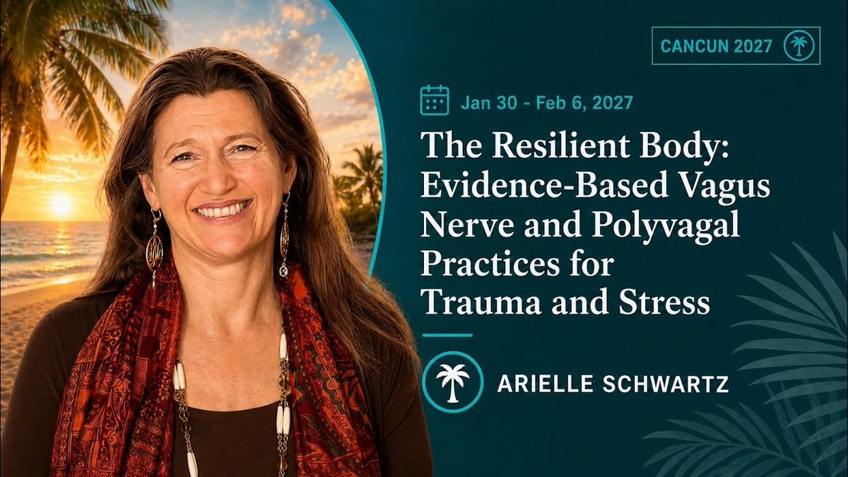 DrAschwartz's tweet photo. 🌴 Join Arielle Schwartz in Cancun, Jan 30–Feb 5, 2027, for The Resilient Body Retreat! Explore natural Vagus Nerve and Polyvagal Practices for Trauma to deepen clinical skills.
Save $200 with Early Bird pricing through Oct 15 + $100 with code arielle100! 
https://t.co/d1WUJq2q7k https://t.co/s5iuyREJ1m