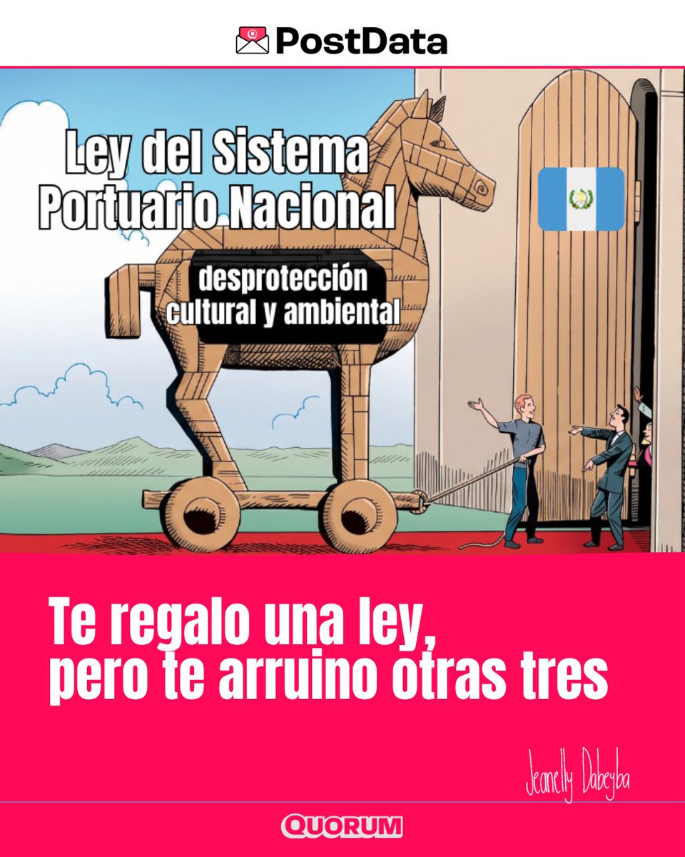 QuorumGT's tweet photo. 🛥️ La modernización de los puertos era un tema urgente. Nadie ha lo contrario.

⚠️ El problema de la Ley del Sistema Portuario Nacional es que debilita las tres leyes más importantes para proteger al medio ambiente y los bienes culturales.

➡️ La nueva ley excede los límites de la regulación portuaria y avala cambios peligrosos para la conservación de la naturaleza y la cultura de todo el país.

📩 Leé aquí quiénes impulsaron la ley y quiénes no le pusieron “peros”. 

🔗 https://t.co/O2H6ZAU1EA