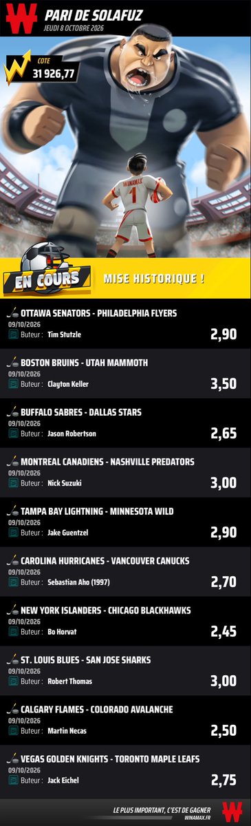 SoLaFuz's tweet photo. Voilà ticket jackpot ce soir ,et j’ai mis olofsson doublé à 32 ! 👀
Good luck ! 🍀

+1864 https://t.co/kZTSfBXx4h

+631 https://t.co/J4ID0zrVyY

+31 926 https://t.co/UCdYrLr6pM
#teamparieur #BettingCommunity #NHLBetting #NHL https://t.co/ZcRVLDeRSE