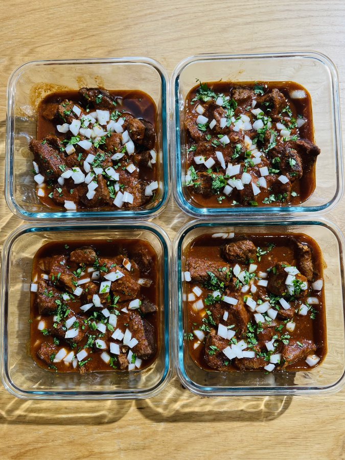 coookwithchris's tweet photo. Ok, let’s do this again

Here is how you can make over 1,000g of protein (10 servings of each with 8oz of protein) for under $10 a day (cheaper than 1 bowl at chipotle)

What you’ll need:

Chuck chili:
-5 lb chuck (cubed) or stew meat (I prefer this because it's already cubed; one less step)
-2 cups beef broth
-2 14oz cans tomato sauce
-2 packets chili seasoning

Chicken soup:
-5 lb chicken breasts or thighs
-10 carrots
-1 yellow onion
-5 celery sticks
-4 cloves garlic
-1 bunch fresh dill
-2 bay leaves
-8-10 cups chicken bone broth
-Olive or avocado oil
-Optional: spinach or bok
-Optional: rice noodles
-Salt and pepper

Start by pre heating your oven to 325. Since both meals will be cooking at once, we are going to do the chicken soup in a crock pot/pressure cooker and the chuck in the oven. By doing this, it’s extremely passive; you don’t need to babysit it.

Start by prepping all of your ingredients. To make the cooking process more smooth, I always recommend doing ALL of the prep and organize before you turn the heat on.

So start by chopping your carrots, celery, onions, garlic, and dill (if you are using chuck instead of stew meat you can go ahead and dice that too) into bite sized pieces. This is the only prep you’ll need to do!

Since the chuck takes longer in the oven, we’ll start with that.

Add the bone broth, tomato sauce, chili seasoning over medium high heat and bring to a simmer, mixing well.

Once it’s starting to bubble add your chuck. Place in the oven and cook for around 3 hours (or until the meat is fork tender).

Yes, you can elevate this dish a little bit (I was just going for speed)

Optional step: sear your meat first, then add chopped onions and garlic, THEN add the broth/tomato sauce/chili seasoning/chuck.

I like to serve this in a bowl with rice, white onion and cilantro, but you can also do a taco!

Total: about $5–5.75 per serving
5 lb stew meat or cubed chuck: about $43–47 (stew meat averaged $8.59/lb in August 2026; chuck runs a bit higher)
2 cups beef broth: about $1.50–2.50
2 cans tomato sauce: about $2–3
2 chili seasoning packets: about $2–3
Batch total is roughly $49–56, or about $5–5.75 per meal. Stew meat already cubed keeps the cost at the lower end of that range.

Next is the chicken soup:

In a large pot/crock pot/pressure cooker on the saute setting (or stovetop) over medium heat, add a dash of oil and your carrots, onions, celery and a pinch of salt. Saute for 5 minutes or so.

Add the garlic and bay leaves, and toast for 1 minute.

Add the chicken bone broth, mix well and bring to a simmer.

Once it’s simmering add your chicken, and simmer away until your chicken easily shreds (around 30-40 minutes on the stove, 2-3 hours in a crock pot, 15 minutes in a pressure cooker ).

Remove all of the chicken, shred it up, and add back to the soup. Add your fresh dill, taste for salt and you are done!

If you are adding spinach or bok choy you can add this in the last couple minutes.

I like to serve this with rice pasta.

Total: about $3–4.25 per serving

5 lb chicken breasts: about $20–21 (boneless breast averaged about $4.17/lb). Thighs are often $2–3/lb, which drops the meat cost to about $10–15 and the per-meal cost closer to $2–3
8–10 cups chicken bone broth: about $6–10 (two to three 32 oz cartons)
10 carrots, 1 onion, 5 celery sticks, garlic, dill, bay leaves, oil, salt and pepper: about $6–8
Optional spinach or bok choy: about $2–3 for the batch
Optional rice noodles: about $2–3 for the batch
Base batch without the optional add-ins is roughly $32–39 with breasts, or about $3.20–3.90 per meal. With thighs it is closer to $2.50–3.25. Adding spinach and noodles raises it by about $0.40–0.60 per serving.

Some notes:
-You can totally customize these recipes however you want!
-Yes, the recipes take some time to cook, but very little active time. Most of it is just letting it simmer away!
-I like the balance of lean (chicken breast) and fattier (chuck) for a day of eating. This is a great way to get enough fat but not overdo it (especially if you are trying to lose weight)
-Both of these recipes also have a great amino acid balance with the muscle meat and bone broth
-These freeze very well! You could make both of these and freeze half, then have a weeks worth of meals for the future
-These are both one pot meals so cleanup is minimal
-If you don’t want to make this much, you can just cut both recipes in half!

Let me know if you have any questions!