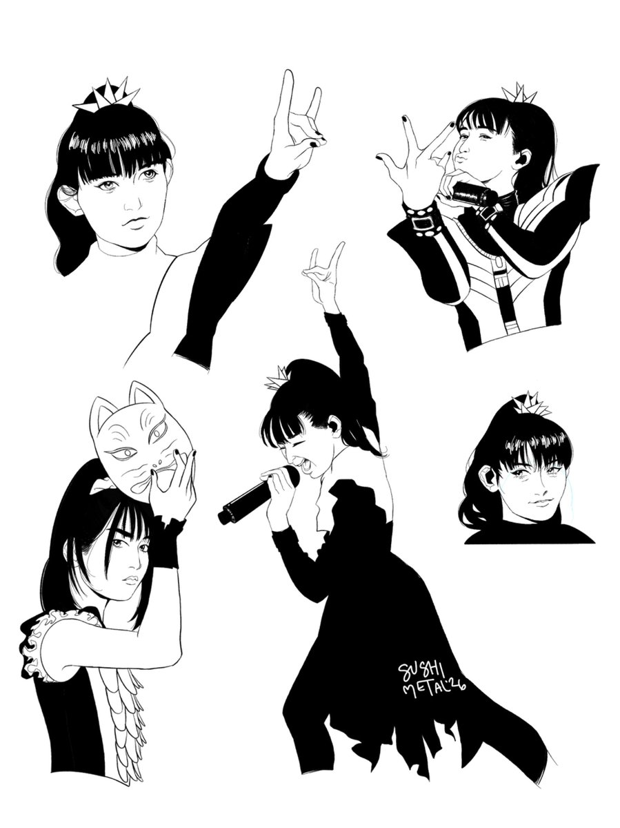 ButFirstSushi's tweet photo. Still learning how to draw the girls. Here’s some doodles of Su-metal 

#BABYMETAL #sumetal #babymetal_fanart https://t.co/wXi8Y5QHnj