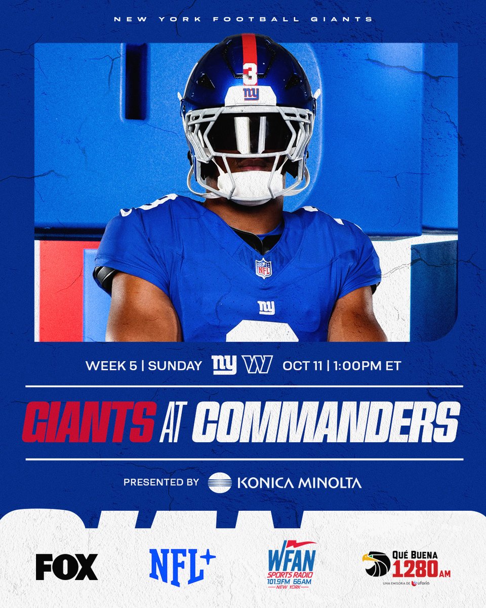 Giants's tweet photo. Week 5 in Washington https://t.co/tR4dmNLSPQ