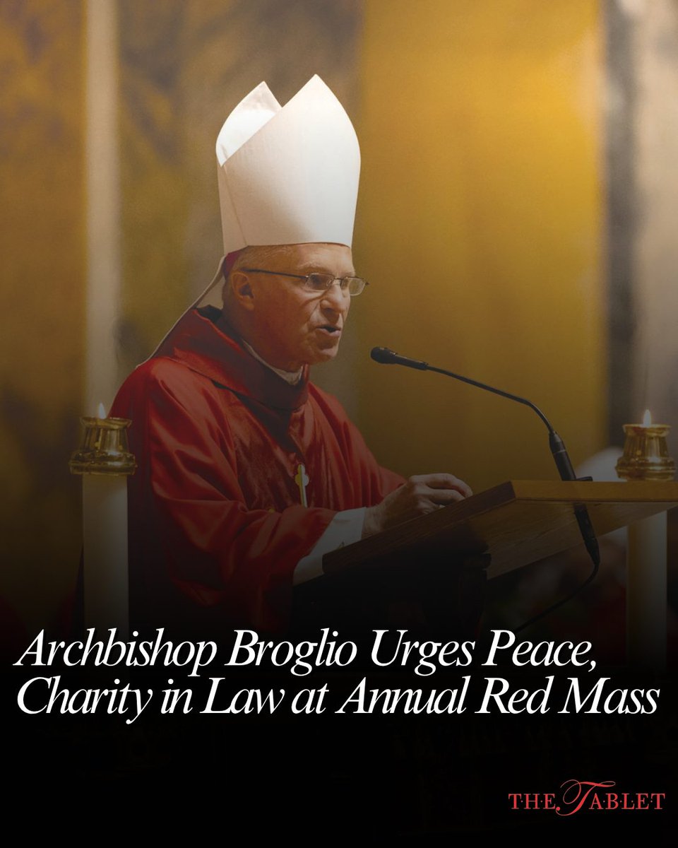 TabletNewspaper's tweet photo. A call for peace, charity and justice at the start of the Supreme Court's new term. ⚖️

At the 74th annual Red Mass in Washington, D.C., Archbishop Timothy Broglio of the @MilArchUSA urged lawmakers and legal professionals to approach their work with compassion, integrity and respect for others.

The Oct. 4 Mass, celebrated to invoke God's blessings on those responsible for administering justice, drew nearly 1,000 worshippers, including Vice President JD Vance, Chief Justice John Roberts and Supreme Court Justices Brett Kavanaugh and Amy Coney Barrett.

https://t.co/clRcE650gb
