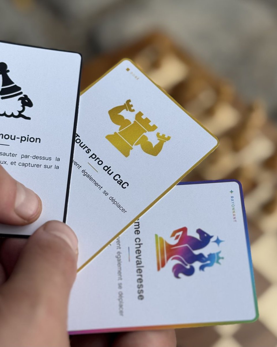 JumbleChess's tweet photo. The prototype is here. Jumble Chess, in our hands for the first time: the box, the modifier cards and their illustrated backs.

You'll be able to buy the game from February 2, 2027, the day our Kickstarter campaign opens.
#chess #boardgames

https://t.co/7FB0yRxJJ7 https://t.co/kJbXQIDXTC
