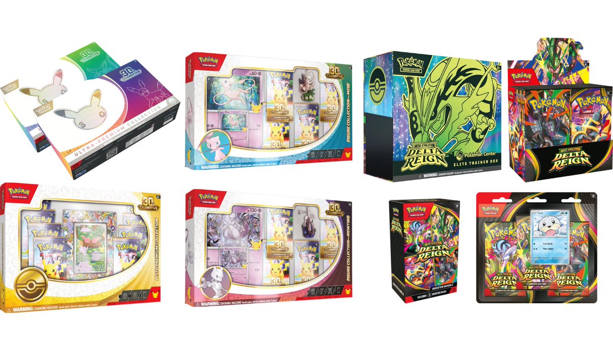 PokemonRestocks's tweet photo. 30th Celebration UPC, Delta Reign Preorders & More Target Drops Possible Tonight at 12AM PT / 3AM ET! 🎉

30th Celebration ✨
UPC (Day): https://t.co/l3Ov7gmEZb
UPC (Night): https://t.co/pLPGcIpcCC
Ditto Figure Collection: https://t.co/HnsWZZC7a9
Mew Figure Collection: https://t.co/r0MoYndpZ9
Mewtwo Figure Collection: https://t.co/A0PbS42gX3

Delta Reign 💫
ETB: https://t.co/1nq4dzlNNE
Booster Box: https://t.co/AwrGnaC6fk
Booster Bundle: https://t.co/JOURtqPLI3
3-Pack Blister: https://t.co/QzroKIvHf6

Target typically drops online evenings between 3AM-5AM ET. Exact drops and timing is unconfirmed, and additional items may also drop at random. Early links will load when product pages go live but actual stock may drop later.

Save this post, we'll alert if they drop! 🔔
#Pokemon #PokemonTCG #ad