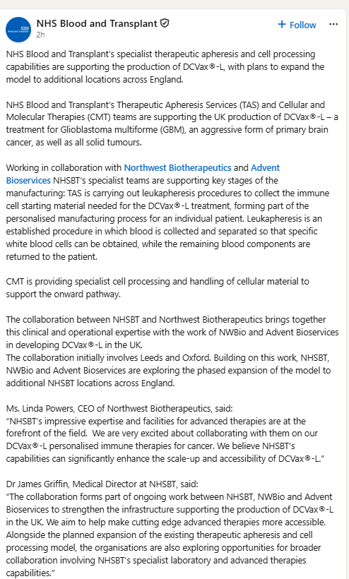 SouthernDrive21's tweet photo. $NWBO Hard to believe they NHS would not know status of MHRA application for DCVAX https://t.co/0saxBpBzFx