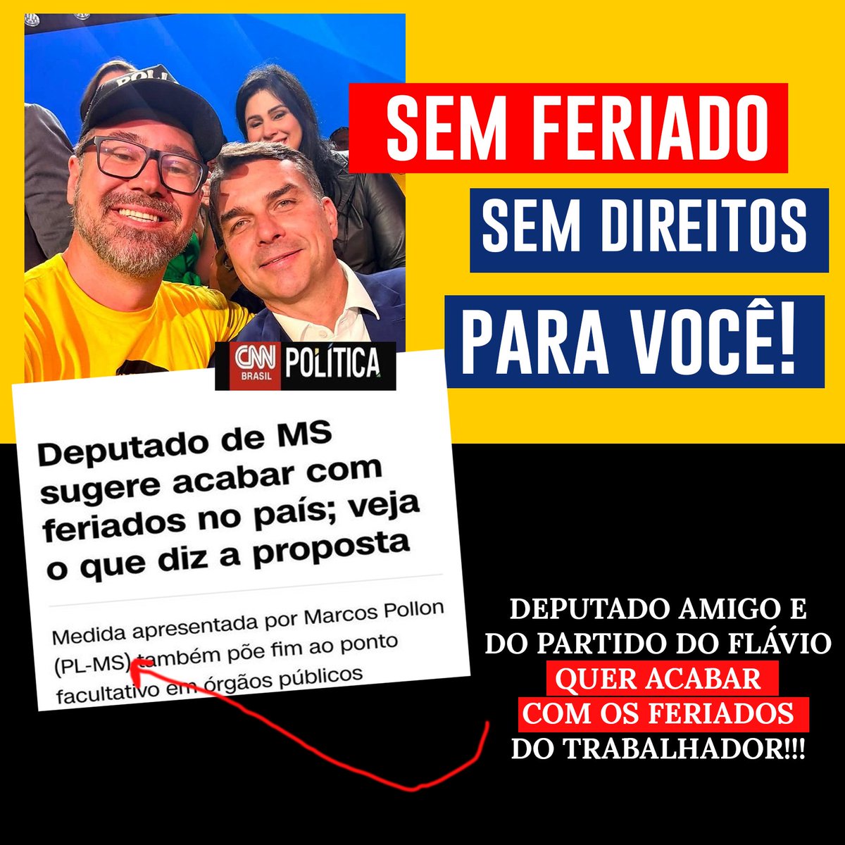 acabrafala's tweet photo. Fique atento a quem vota contra os seus direitos: 
❌ Contra o fim da escala 6x1 
❌ Contra os feriados 
❌ Contra o INSS 
❌ Contra a saúde e a educação

Na hora de votar, lembre-se de quem prejudica o trabalhador.

#EleNãoEoFilhoTambémNão #OutubroVermelho13 #LulaPresidente https://t.co/Pzsfy54CMG