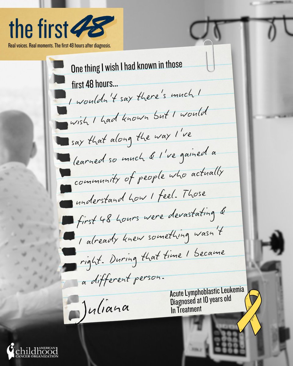 accorg's tweet photo. "A nurse saw me crying in the hallway &amp; went up to me to hug me. I really needed that hug at the time." Juliana was diagnosed with ALL at 10 years old.  Read Juliana's story and share yours: https://t.co/CRfXtjBvRM https://t.co/gNZmspRU96