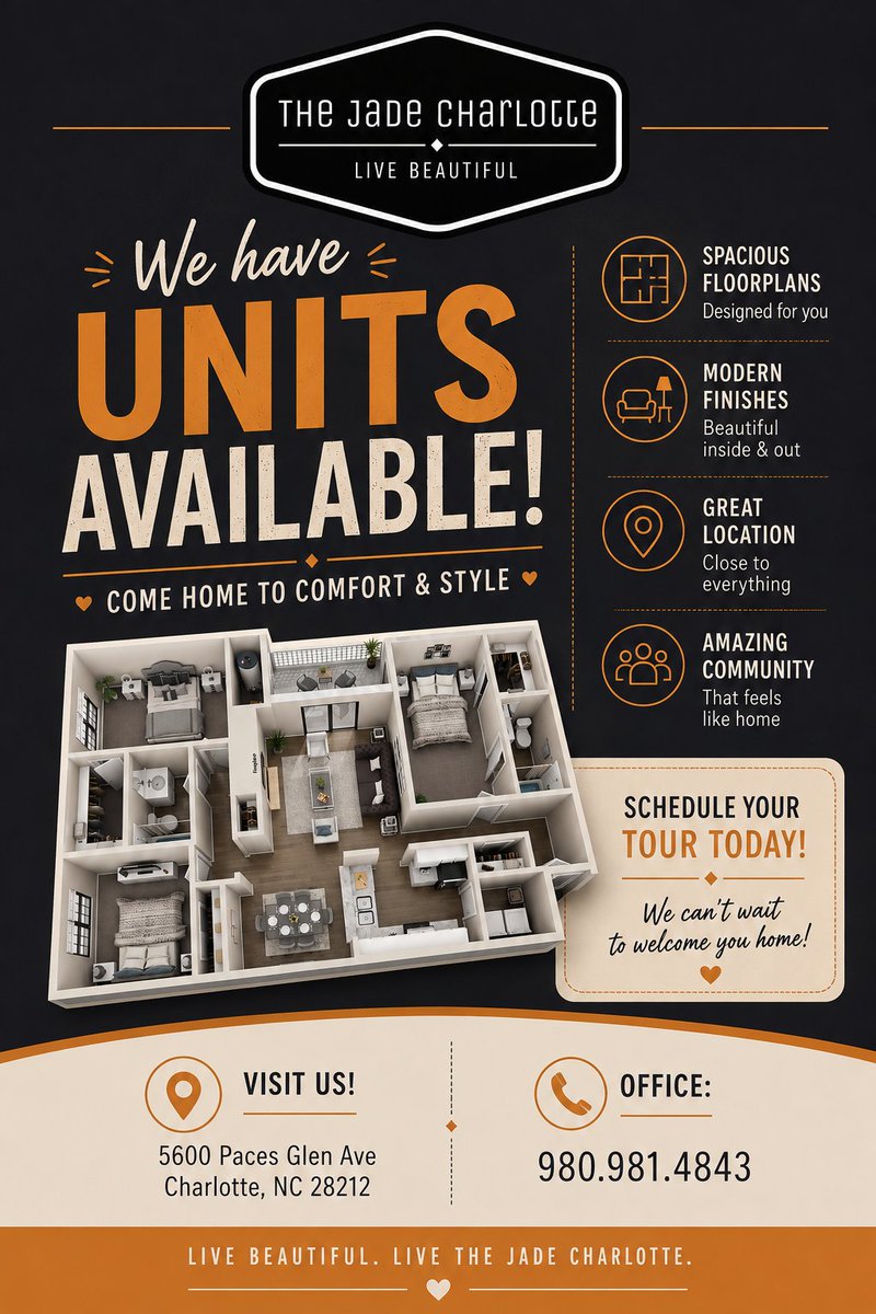 The_Jade_Clt's tweet photo. Available 3x2 bedrooms https://t.co/fnnrBf2doK