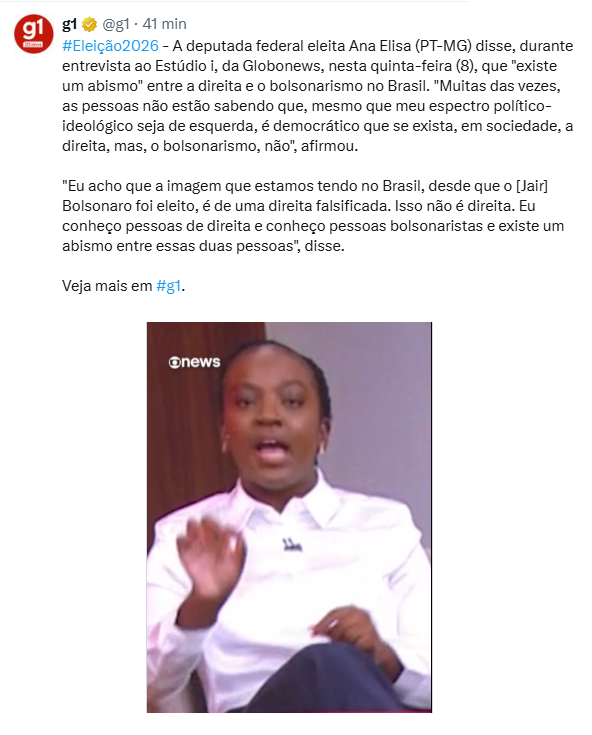 DefecatingB's tweet photo. @g1 Tentaram emplacar a Chatábata, o marido dela, e até o sobrinho da Dilmanta como "liderança jovem" da esquerda. Essa menina agora é a bola da vez. Estão tentando empurrá-la a qualquer custo. No mais, pode-se até não gostar do Bolsonaro, mas votar em ladrão é coisa de esquerdola. https://t.co/iRfAp4LQPd