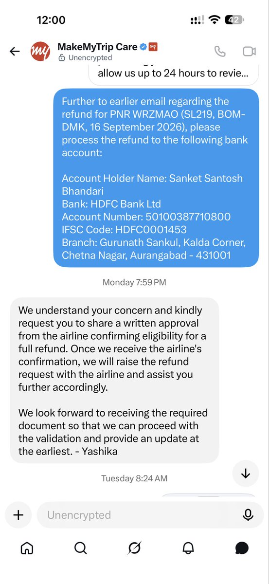 jainsanket83's tweet photo. @makemytrip @GoibiboSupport @ThaiLionair @makemytripcare @MoCA_GoI Do NOT book Thai Lion Air through MakeMyTrip/Goibibo. My flight SL219 BOM-DMK (16 Sep) was cancelled by the airline, yet my refund is still stuck. Support keeps asking for airline approval, then says "wait 48 hour https://t.co/47UnvCKkHP