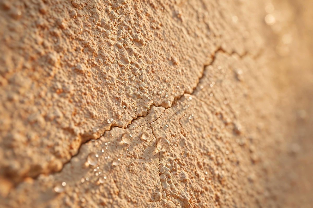 Golduck88's tweet photo. Hairline stucco cracks look harmless. Then rain gets behind them, freeze-thaw pops the stucco loose, and a $12 tube of sealant becomes a $400+ patch job. Fix them before the rain. Full steps below 👇 Sketchiest crack on your house? #StuccoRepair #HomeRepair https://t.co/wYgneJMXOb