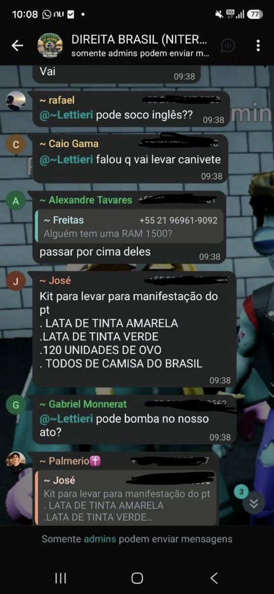 luisasonzabrs's tweet photo. 🚨🚨🚨ATENÇÃO! Grupos de extrema direita estão combinando de levar soco-inglês e canivetes para manifestações antibolsonaristas no RJ e estariam programando incendiar a UFF de madrugada.

SE CUIDEM E FIQUEM ATENTOS! https://t.co/QDj7cF5wuV