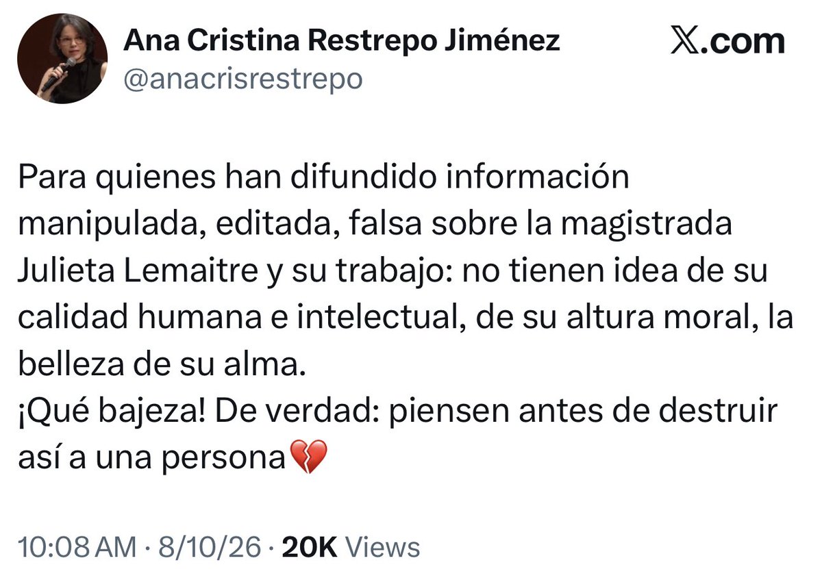 c0lombiaderecha's tweet photo. Adivinen quien salió a defender a la magistrada que ama a Timochenko 

Apague y vámonos https://t.co/HL2HQeWSQZ
