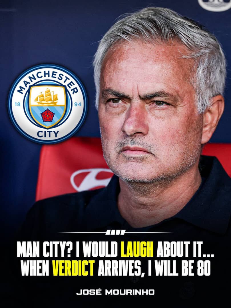 JohnVictor80993's tweet photo. 🚨 José Mourinho on Manchester City verdict: “I’d rather have a bit of a laugh about it…”.

“Being in my 60s, I’ll have to be lucky enough still to be here when the final verdict arrives”.

“Now a ruling will come, then an appeal… I’ll be 80!”, Mourinho told CoR. https://t.co/vW4TnZ689M