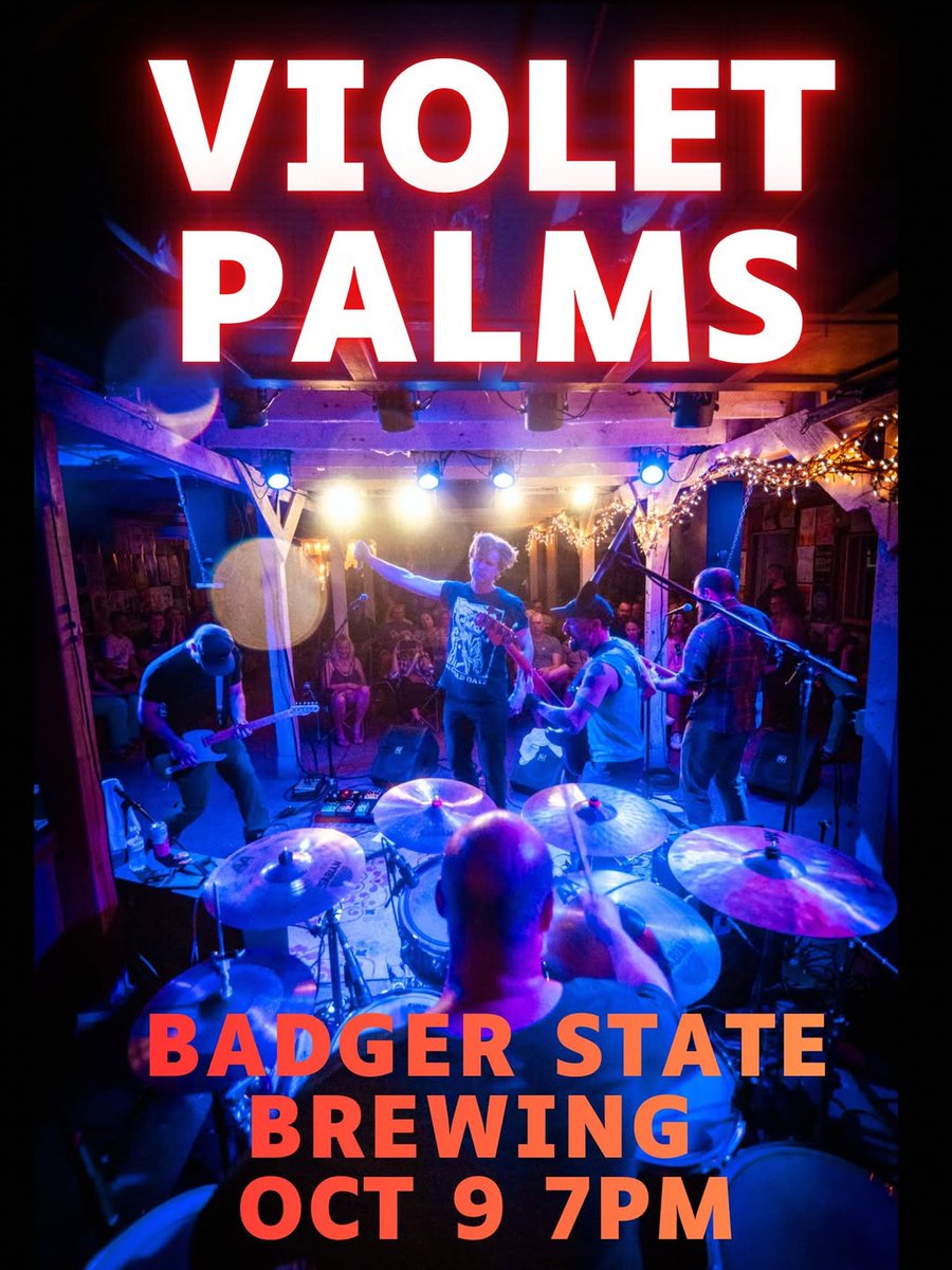 wheezywaiter's tweet photo. Hey, gonna be in Green Bay tomorrow at @badgerstatebrewing with The Violet Palms https://t.co/vAGq49BVye